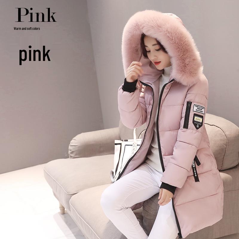 Women's Mid-Length Korean Style Hooded Cotton Coat - Winter Fashion, Slim Fit, Large Size