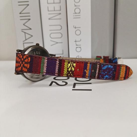 Женские часы с круглым циферблатом и указателем, регулируемый ремешок, анти-шок, винтажная декоративная застежка с пряжкой, женские часы в этническом стиле