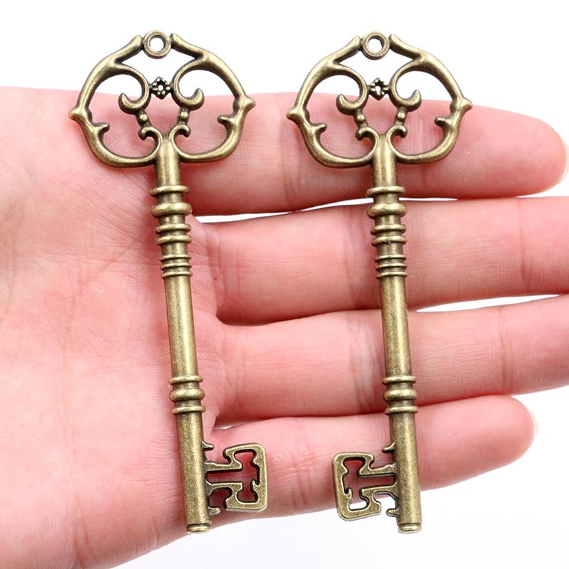 2pcs 83x31mm Metal Key Charms Pendant DIY Jewelry Making Accessories for Keychain Necklace Findings Decoration Supplies