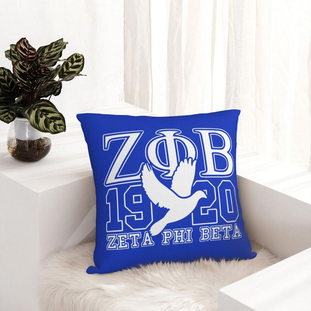 Zeta Phi Beta Square Pillow Cases Zpb Sorority Logo Cushion Covers Creative Zipper Decorative Pillowcase For Home 45X45Cm