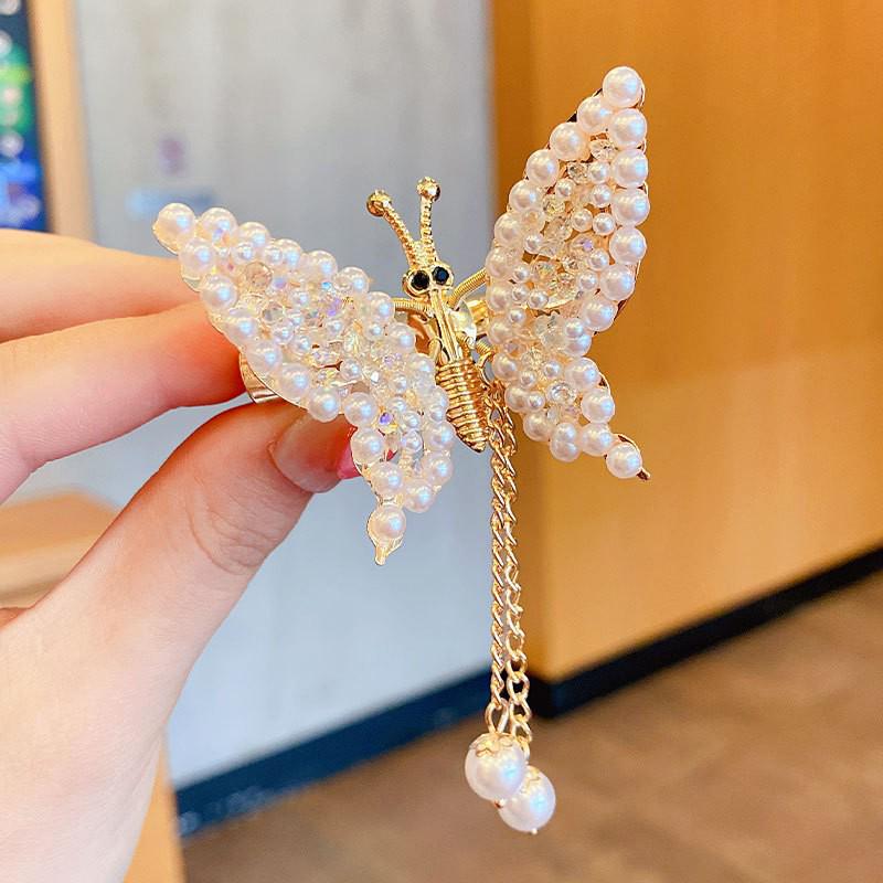 Children s Hanfu Butterfly Pearl Tassel Hair Clip - Women s Winged Head Accessory