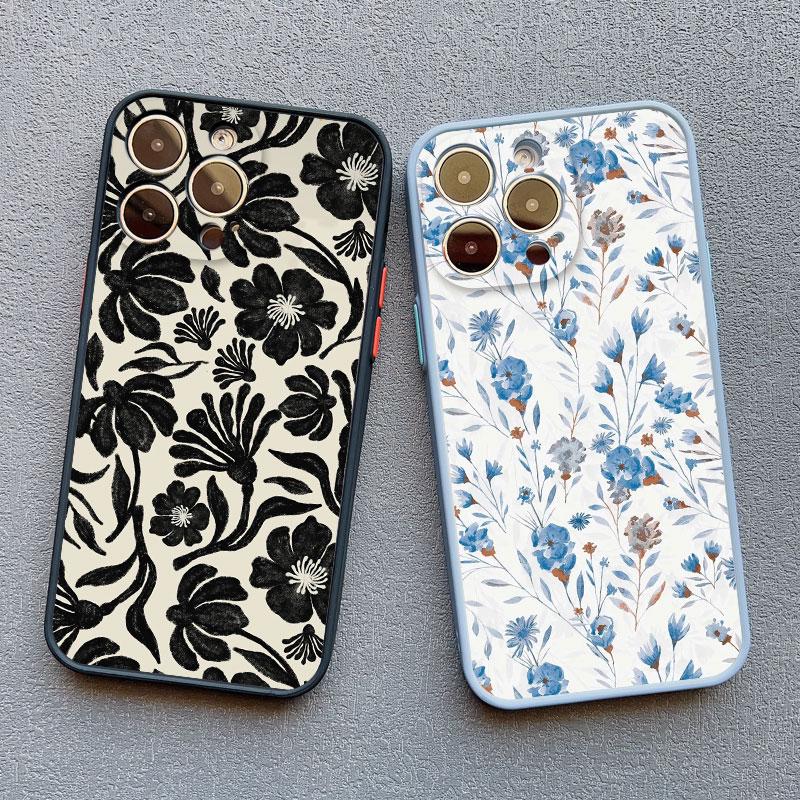 Fashion Luxury Flower Floral Funda Case for Iphone 13 12 11 Pro Max Mini 15 14 Pro Max Plus XR X XS 8 7 Plus SE Shockproof Shell