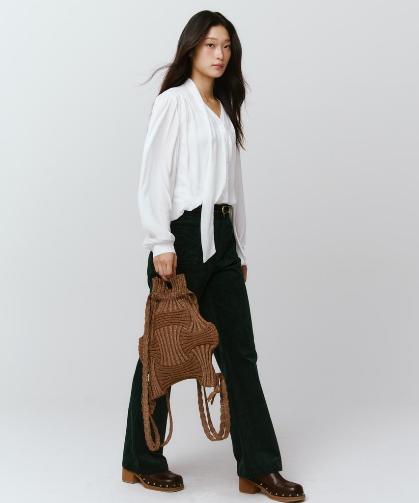 Pleatsmama Nieuwe Strik Rugzak Glitter Camel
