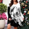 Plus Size Women's Gradient Print Casual Spring/Autumn Pocket Round Neck Long Sleeve Dress