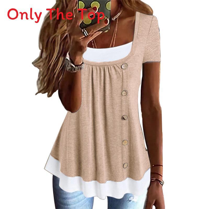 Womens Summer Casual T Shirt With Button Details And Cotton Fabric For Office Wear