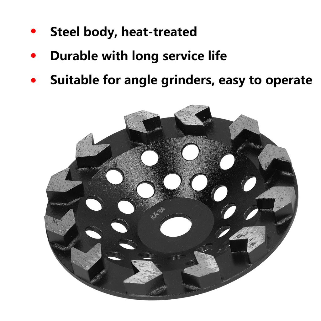 Angle Grinder Accessories  Grinding Wheel Cup 10 Teeth Black 180mm for Sanding Concrete Stone Cement  Grinding Cup