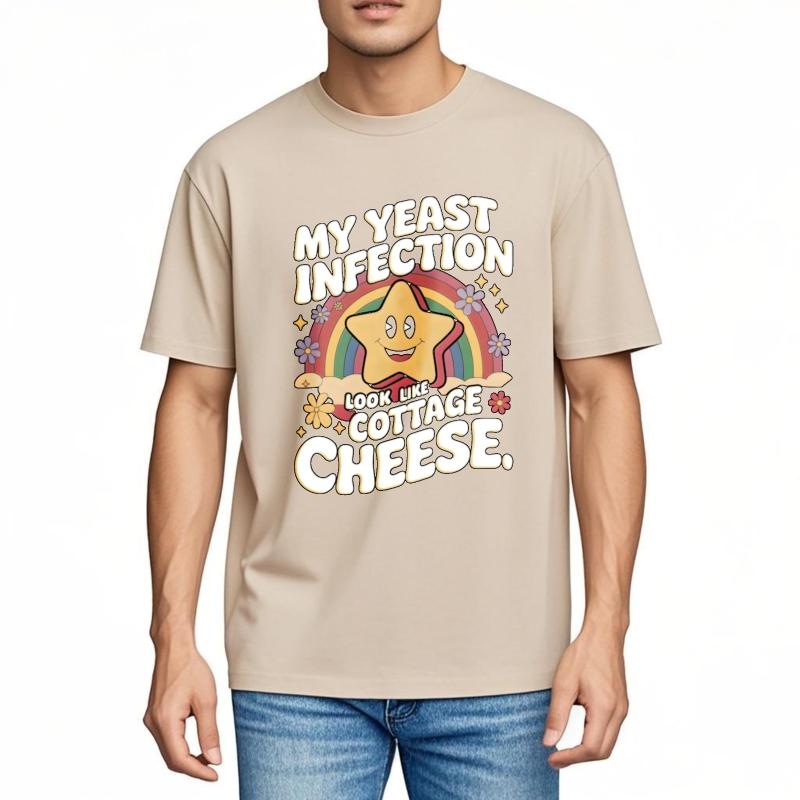 Summer top Printed Boys O Neck tshirt Black My Yeast Infection Look Like Cottage Cheese Stylish For her tees Oversized Tshirt