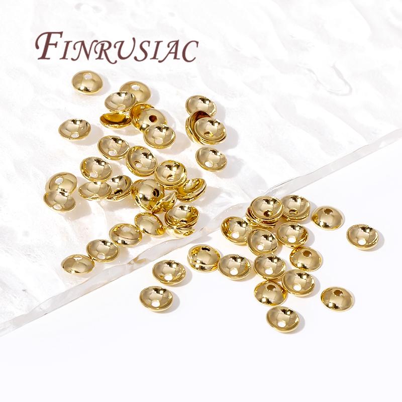 3mm 4mm 14K Gold Plated Brass Round Bead Caps For Necklace Bracelet Jewelry Making Supplies,DIY Accessories Beading Spacer Caps