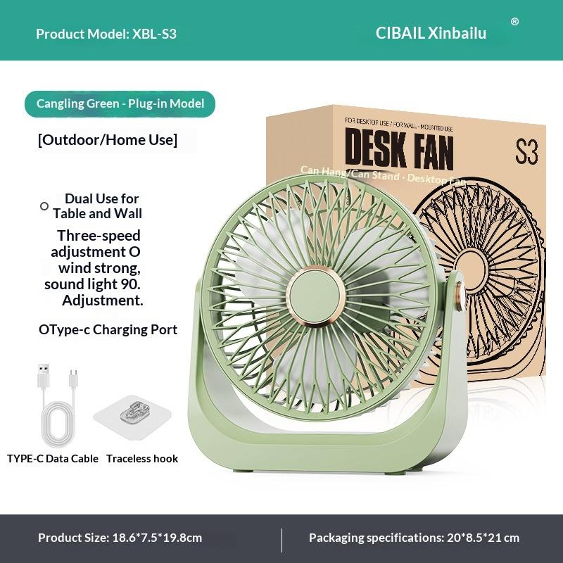Desk Fan, Dormitory Fan, Office Fan, Portable Small Desktop Wall-Mounted USB Charging Fan Small Fan Mini Fan