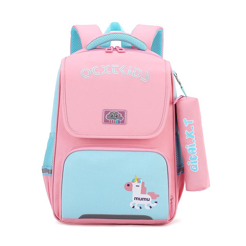 

Новые ученики начальной школы розового цвета, чтобы снизить нагрузку и защитить позвоночник Дети среднего и старшего возраста начальной школы