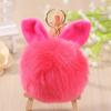 Cute Fluffy Bunny Toys Bear Keychain Rabbit Ear Key Chain Fur Woman Bag Charms Keyring Pom  Charm Pendant