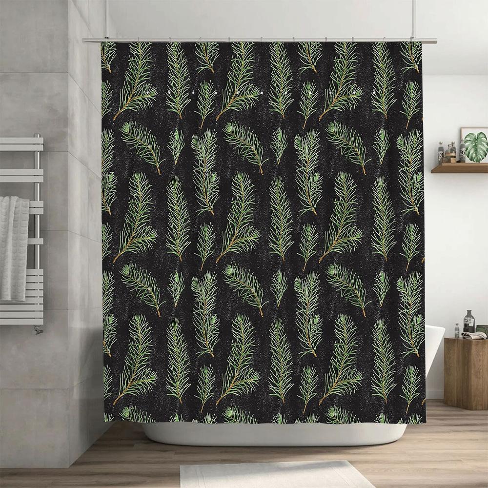 Botanical Shower Curtain Forest Greenery Leaves Pattern Bathroom Decor Nature Inspired Washable Fabric Backdrop