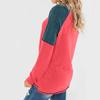 Women's And Winter Casual Long Sleeve Spliced Round Neck Loose T-Shirt Top