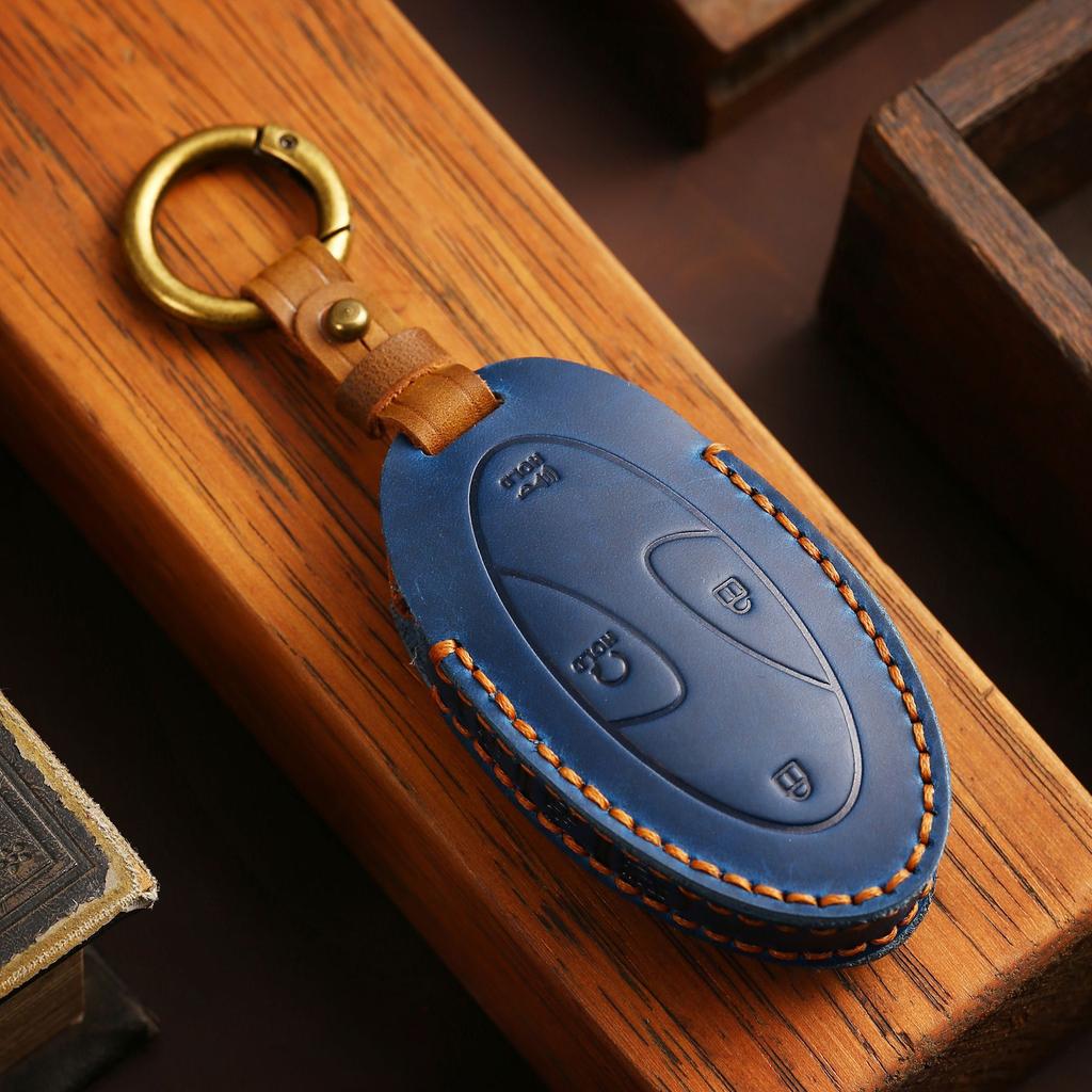 The Key Bag Is Suitable for Korean Hyundai Car Key Cover, Purely Handmade High-end Protective Cover, Cowhide Products, Genuine Leather.