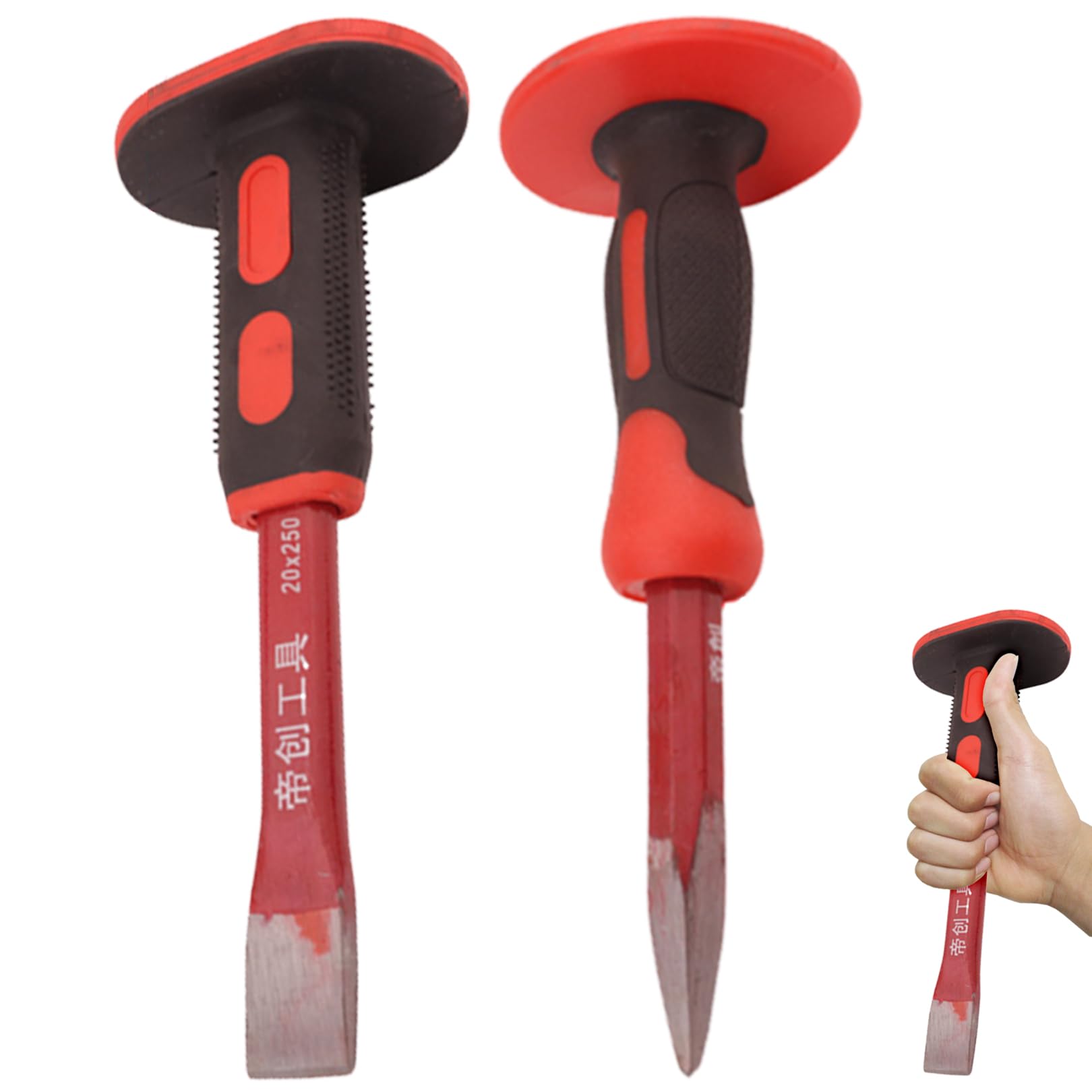 

sac taske Masonry Chisel and Chisel Set with Rubber Handle for Woodworking, Mining, Stone Carving (25cm)