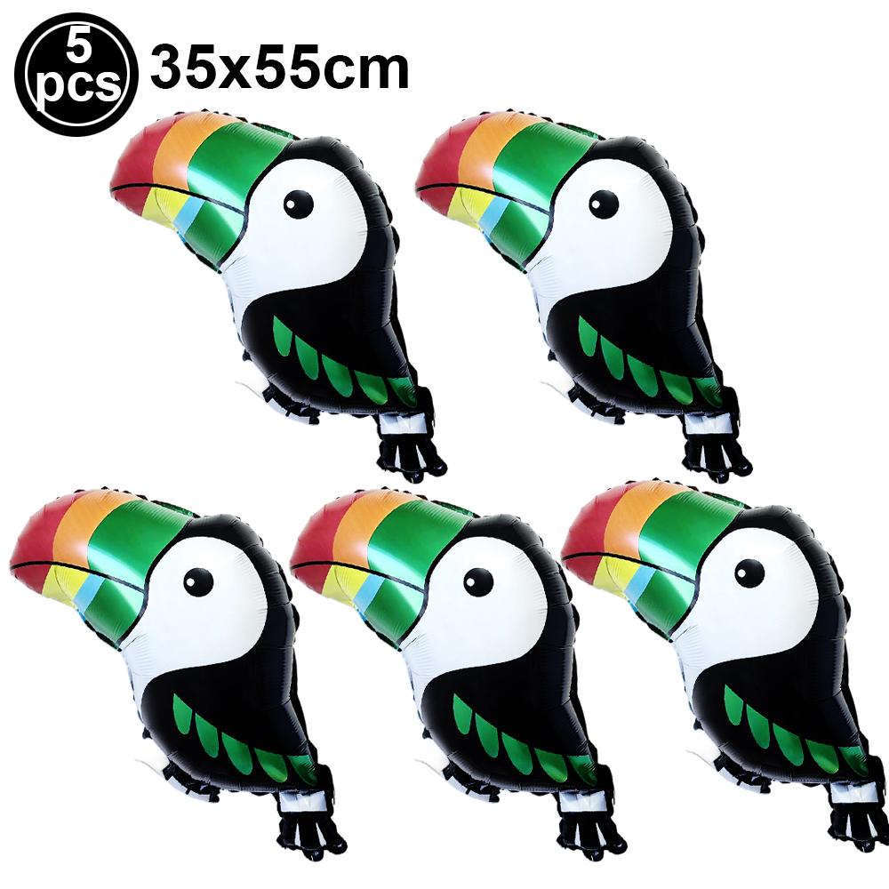 Summer Hawaii Theme Party Supplies Toucan Helium Balloons Banner Green & Multicolor Tropical Toucan Party Decoration Favors