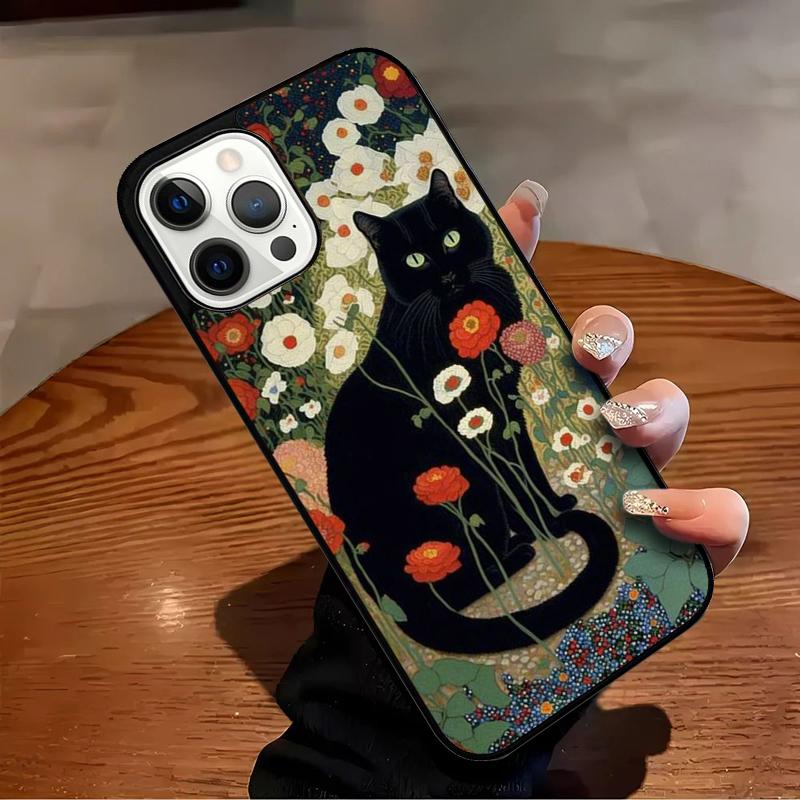 Lovely Flower Cat Animal Pattern Phone Case For iPhone 17 Air 16 15 14 13 12 11 Pro Max Max Plus Bumper Case Cover