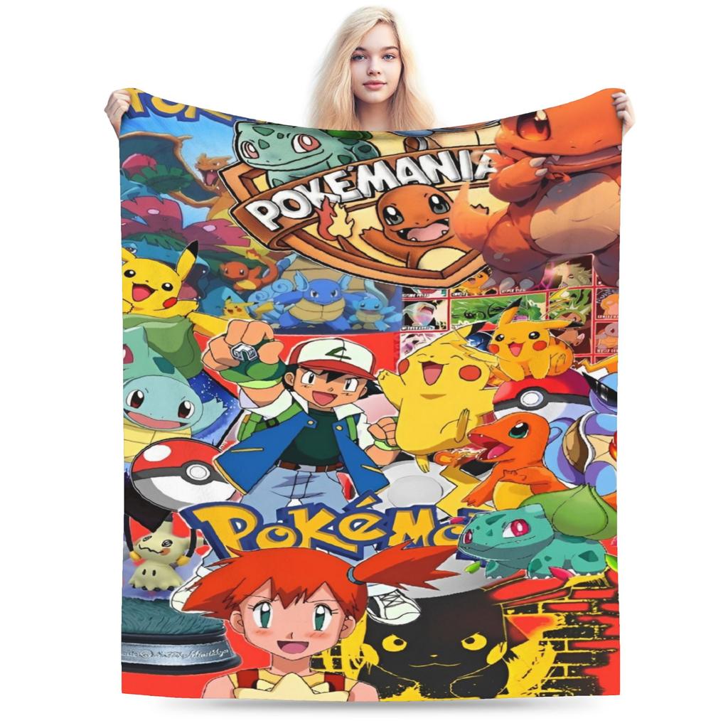 Japanischer Anime Pikachu Einfache Super Warme Decke Pokemon Plüsch Überwurfdecke Neuheit Sofa Stuhl Flanell Bettdecke Bettbezug
