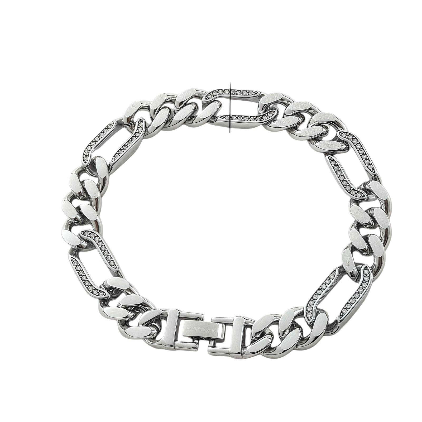 

Men s Trendy 18K Gold Cuban Chain Bracelet with Full Diamond & Stainless Steel - Hip Hop Jewelry Steel