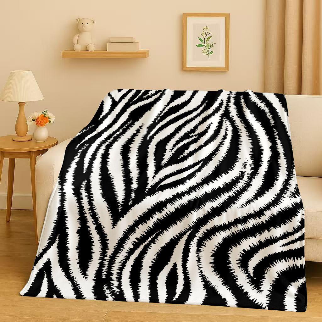 HD Zebra Tiger Leopard Beast Stripe Print Art Flannel Blanket,Ultra Soft Warm Plush Throw for Home Bedroom Bed Sofa Cover Office