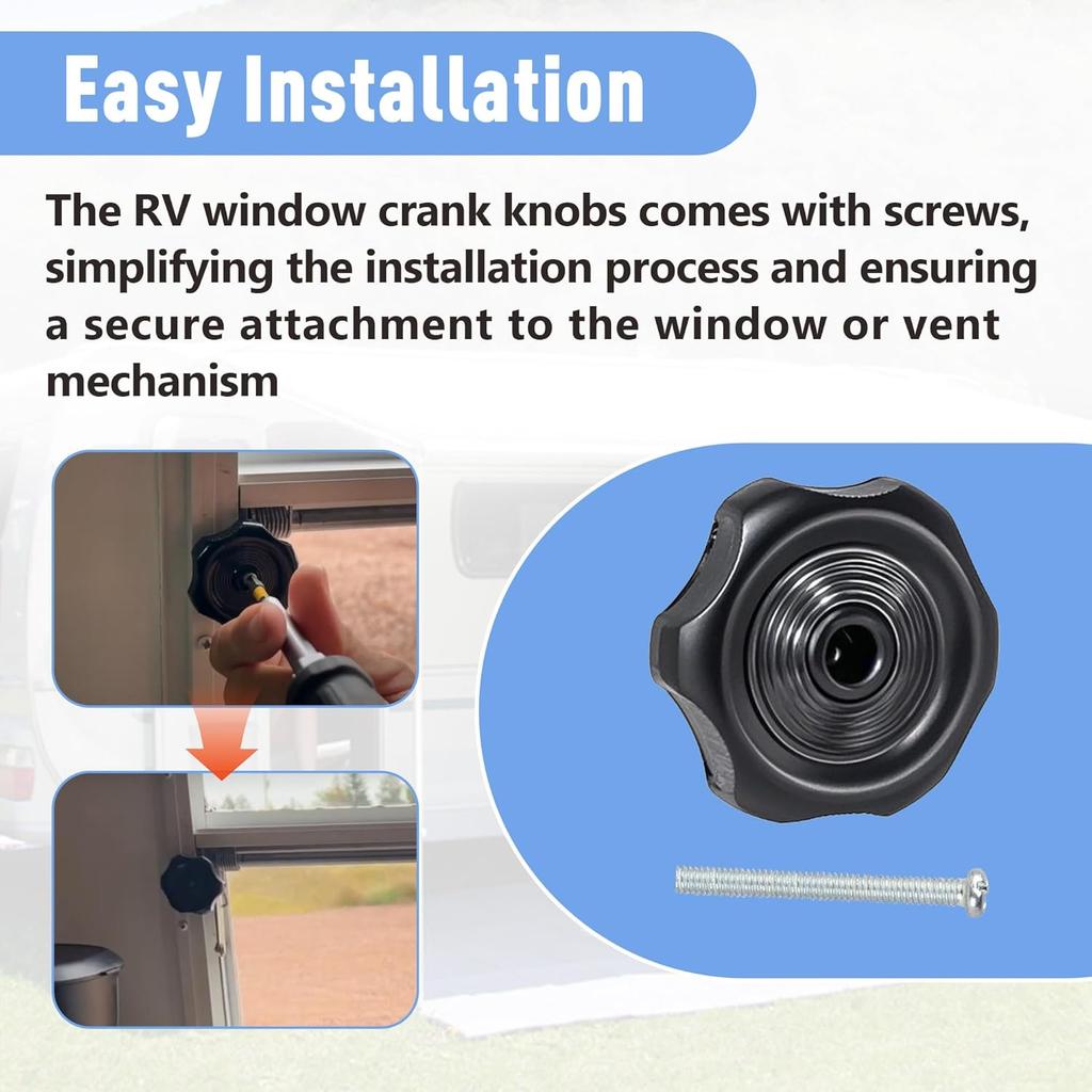 8-Pack 20345 RV Camper Window and Vent Knobs Crank Handle Turn Latch | Higher Quality Replacement Knob with Screws | Window and Vent Knob Fits for