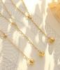 Gold-Plated Geometric Polygon Sphere Pendant Necklace with Adjustable Tassel – Versatile Titanium Steel Clavicle Chain