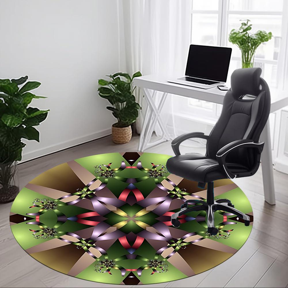 1pc Kaleidoscope PatternsChair Carpet for Office, Indoor Non-Slip Washable Polyester Fiber Carpet, Mat For Office, Machine Washable
