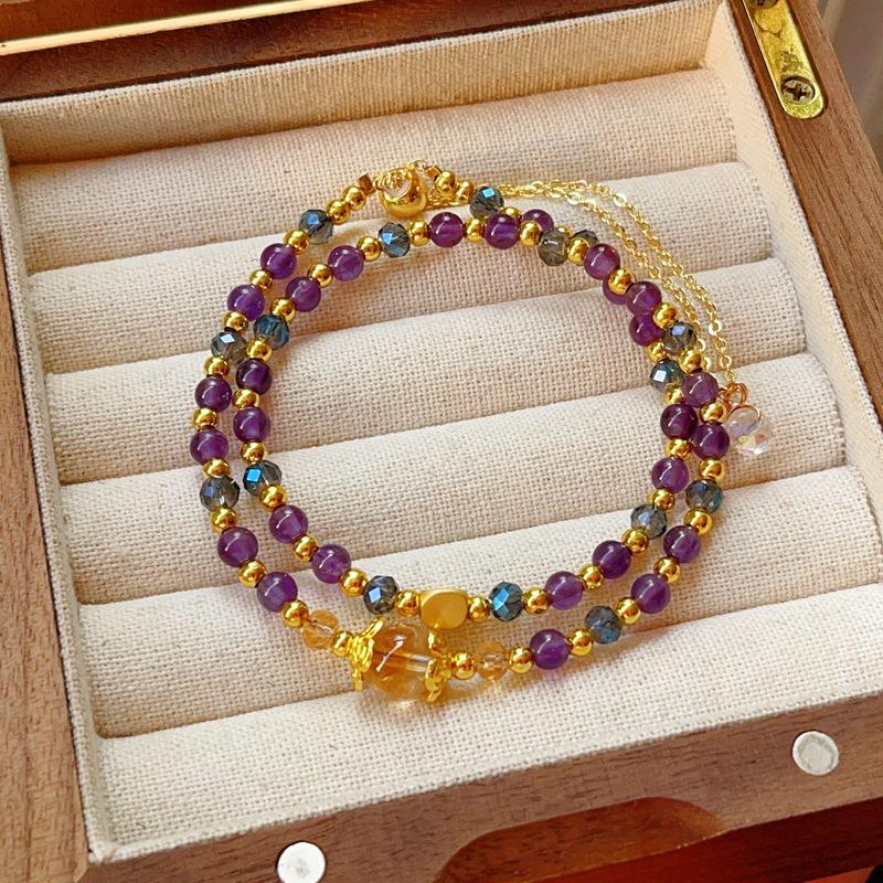 

Bracelet Female Xiaoxiangfeng Color Retaining Gold Bead Card Girlfriend Gift Bracelet
