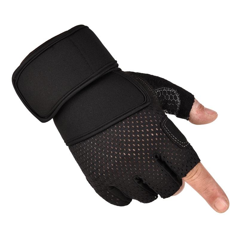 Half Finger Gloves for Men's Gym Help with Dumbbell Weight Lifting Wrist Guard Exercise Non Slip Wear Resistant Breathable Sports Riding