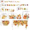 Wondever Fall Sunflower Window Clings Thanksgiving Autumn Harvest Hanging Flower Vine Pumpkin Glass Sticker Decal Anti Collision Double-Side Static
