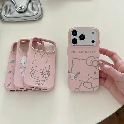 Pink Lines KT Cat iPhone 16 Pro Max/14/15/17 Pro Protective Case by Apple