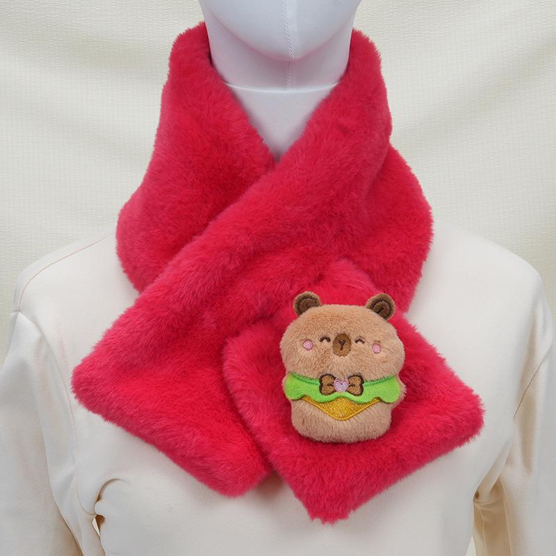 Children's Cartoon Panda Plush Scarf - Warm, Windproof Neck Gaiter for Autumn/Winter Boys & Girls.
