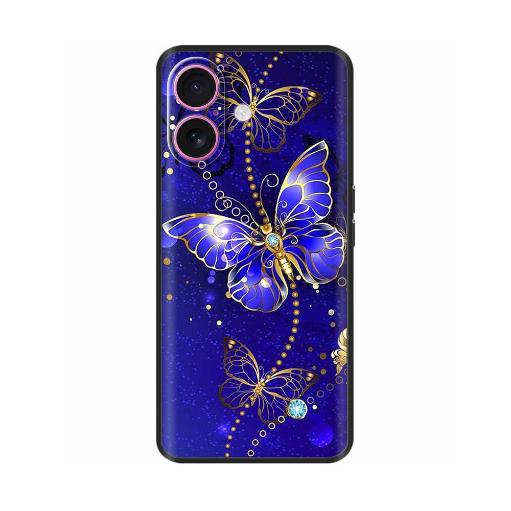 Case For Apple iPhone 16 16 Pro Max Plus Heart Butterfly Full Protection Soft Liquid Silicone Cover for iPhone 16 Plus Pro Max