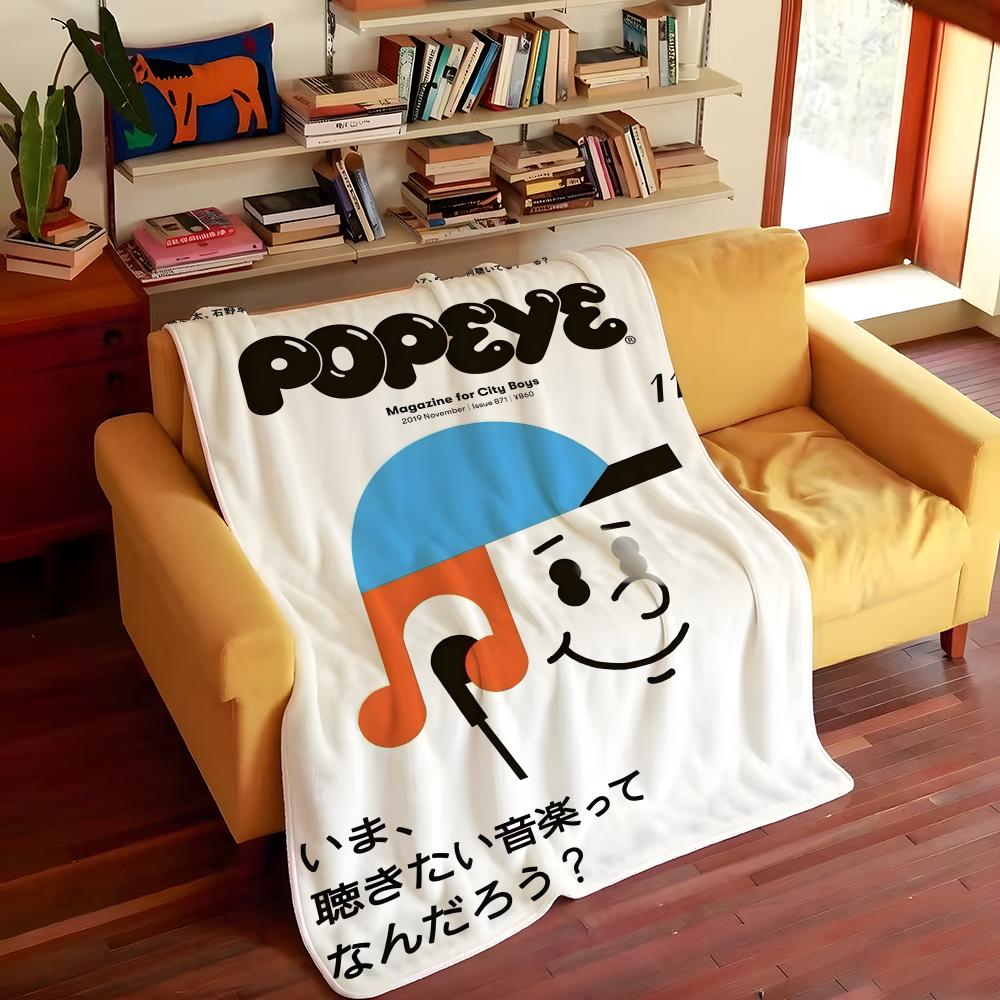 Cartoon P-popeye Throw Flannel Cozy Print Blanket, Portable, Durable Machine Washable Cute Cool