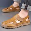 Sandals men's summer new bag head outer wear holes beach shoes hollow men's leather sandals