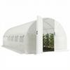 Tunnel Greenhouse 6x3x2 M with Hinged Door 12 Mesh Windows and Galvanized Steel Structure White