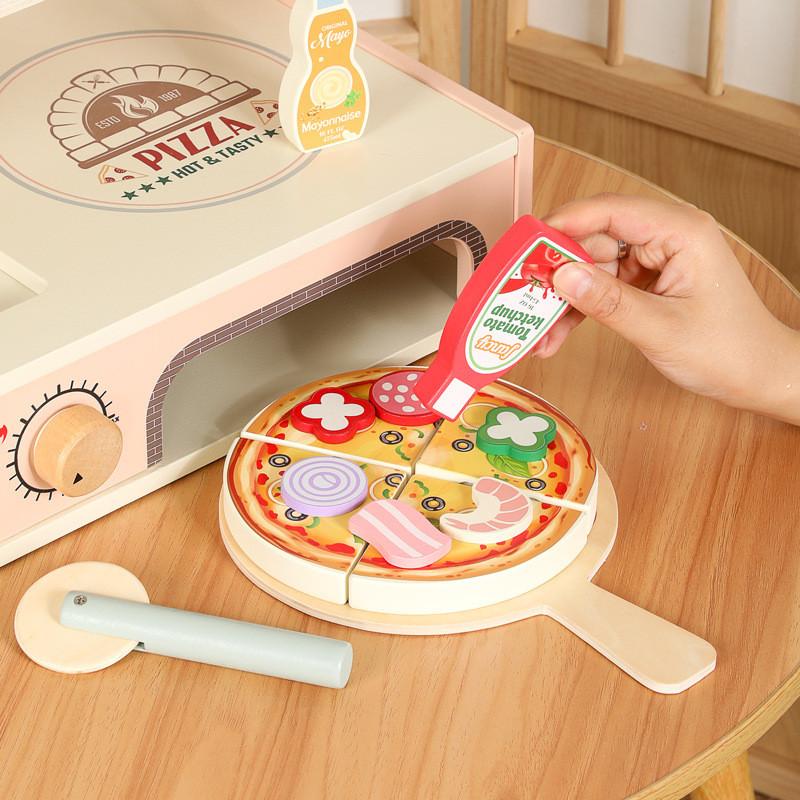 Wooden Simulation Pizza Barbecue Oven Children Toy Set For Imaginative Cooking