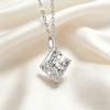 Color Moissanite Princess Cube Pendant Necklace Silver Luxury Unisex Jewelry Affordable Light Luxury Jewelry Gift