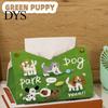 Foldable Paper Storage Leather Tissue Box Cover with Cartoon Puppies Pattern, Desktop Organizer, Napkin Holder Home Solution Case, Facial Organizer