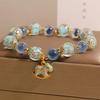 Luminous Blue Heart Agate and Crystal Bracelet for Women - Best Friend Gift