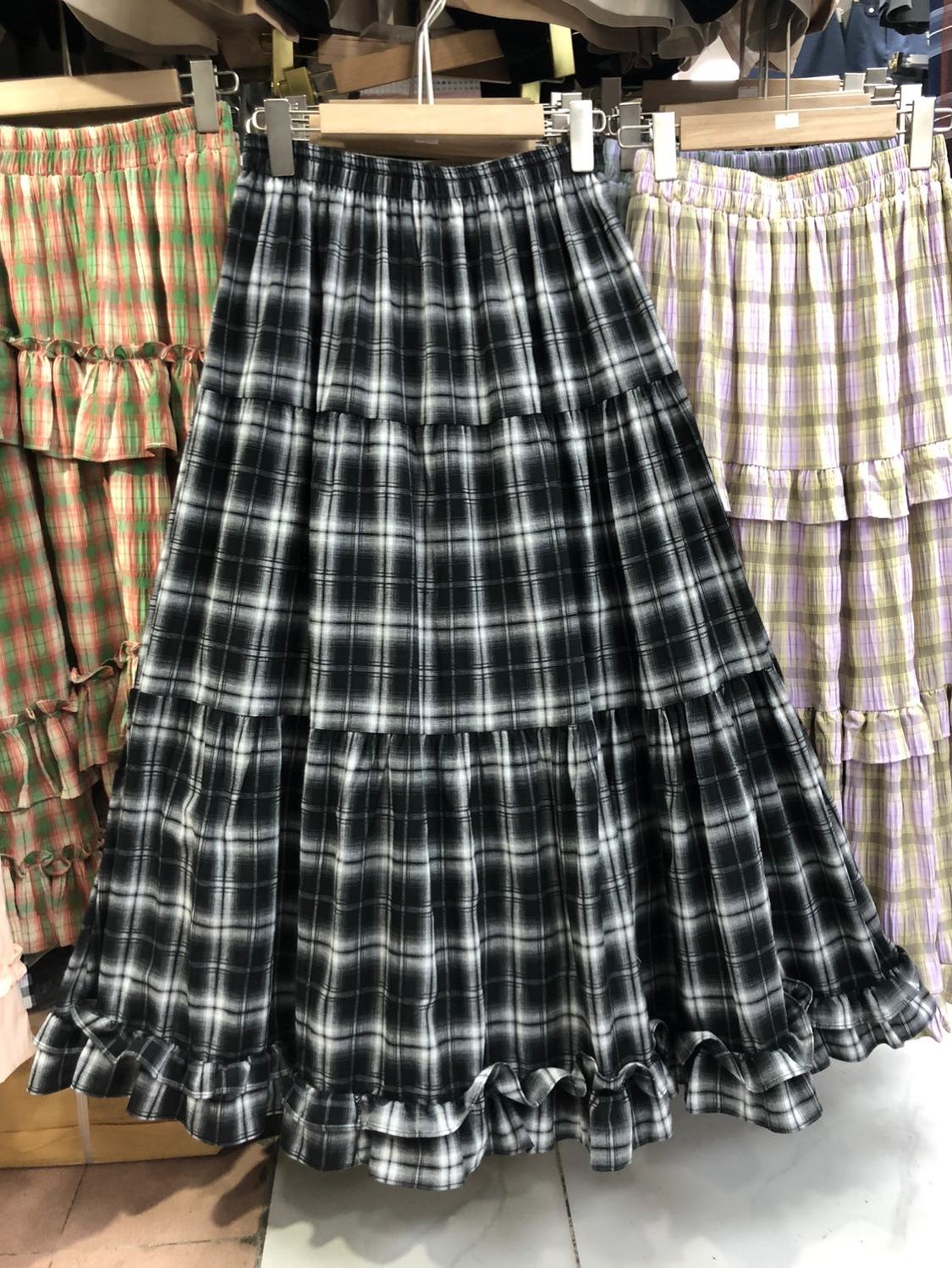 

Юбка-маятник из кружевной ткани в клетку для женщин 2025 года, новинка весны и лета, модная универсальная повседневная юбка в стиле кейк-топ One size