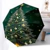 1 pièce Parapluie Pliant Automatique Sapin de Noël Doré, Cadeau Festif pour Fans, Voyageurs et Usage Quotidien.X002