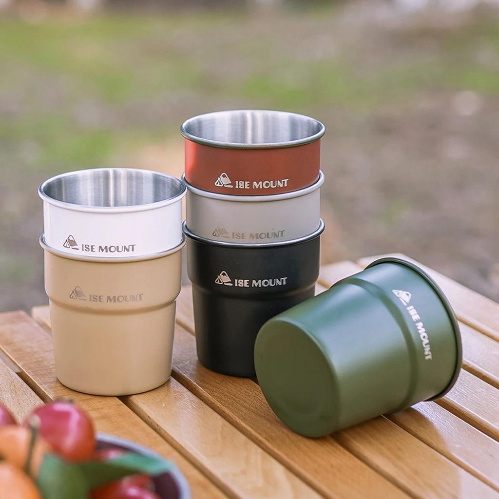 4 Stück Edelstahl Campingbecher Set 300ml Fassungsvermögen Kaffee Tee Wasserbecher Trinkgeschirr für Outdoor Reisen Camping Wandern.