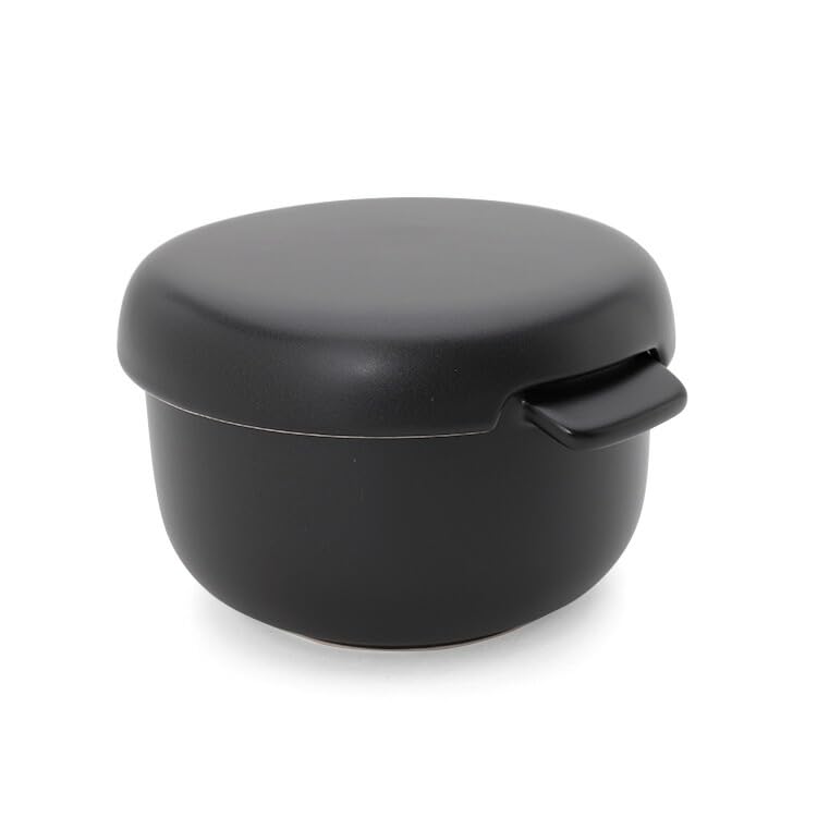 World Create Yayoi Pottery Round Ohitsu Black 2 Cups 15963