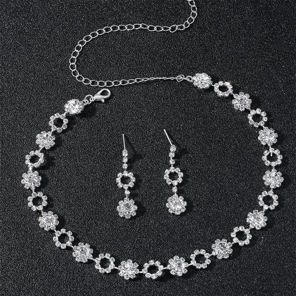 Luxury Rhinestone Necklace & Earring Bridal Set - High-End Wedding Jewelry Accessories
