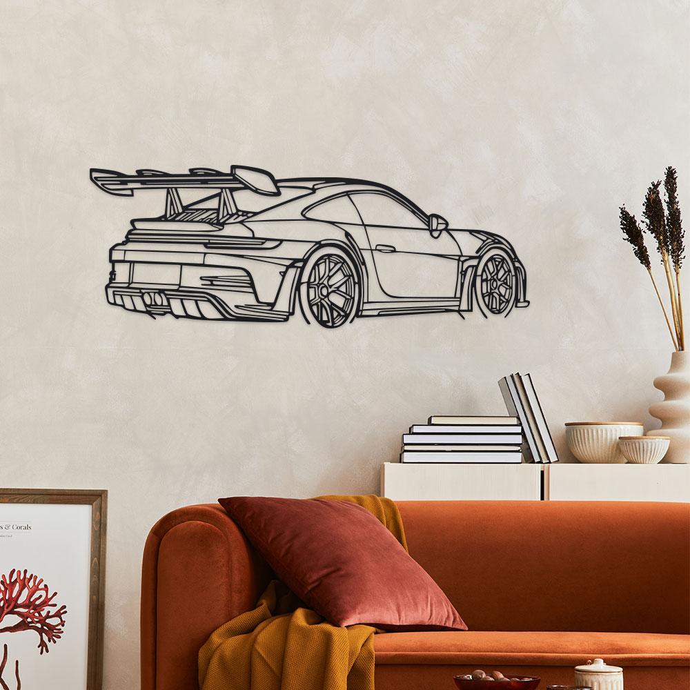 Car Metal Wall Art - Black Metal Carving, Sleek Design with Spoiler & Exhaust Pipes Easy To Hang Home Office Decor Wall Stickers