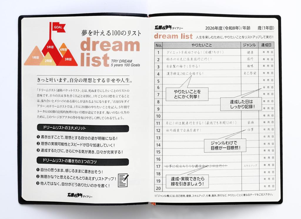 Ishihara Publishing 2026 Ishihara 5-Year Diary, B6, Navy Blue, D052601