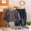 Kids Casual Long-Sleeve Set, Comfortable Daily Wear Outfits
