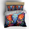 Colorful Elephant Floral Art Set Multiple sizes kid's and adults' bedroom Exquisite 3PC bedding set gift