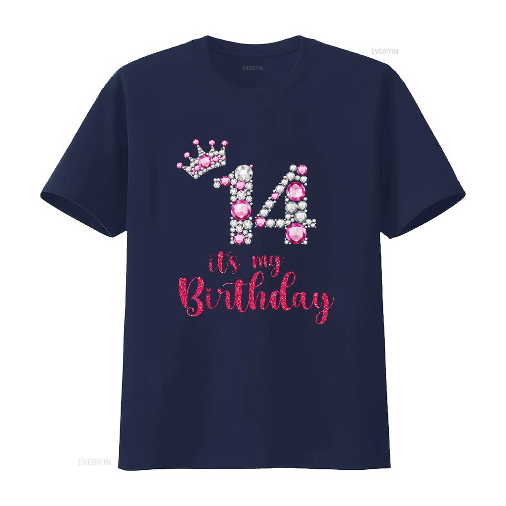 14 It s My Birthday 14th Years Old Bday T Shirt vintage Washed Unisex Versatile Soft Stretched Breathable graphic Casual